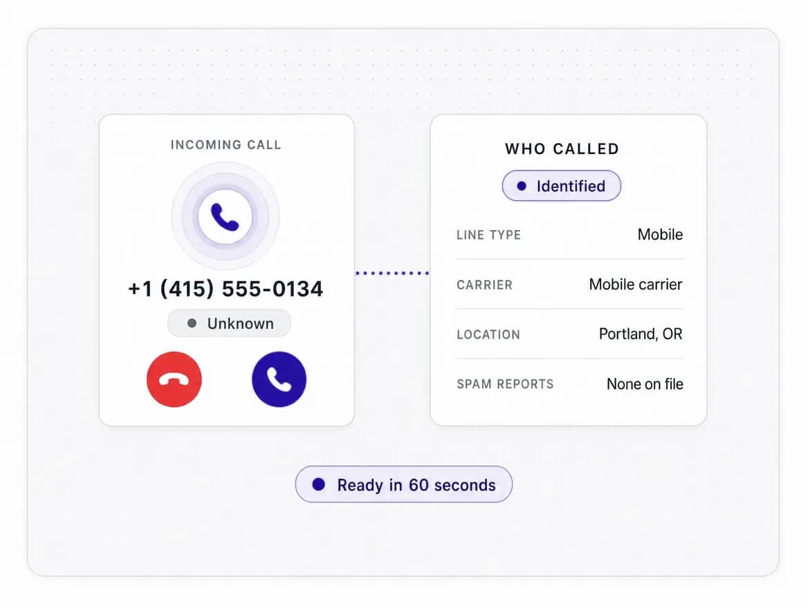 A phone lighting up with an unknown call on a kitchen counter